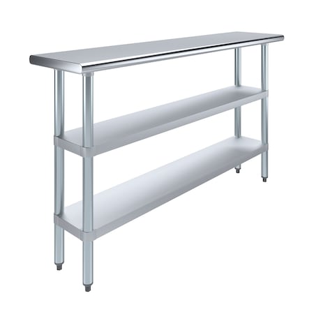 Amgood 14 in. x 60 in. Stainless Steel Table With Two Undershelves AMG WT-1460-2SH